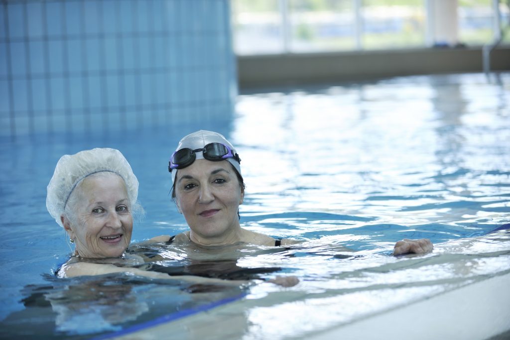 senior woman at swimming pool