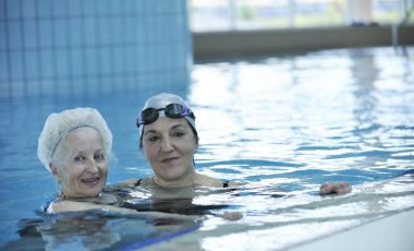 senior woman at swimming pool